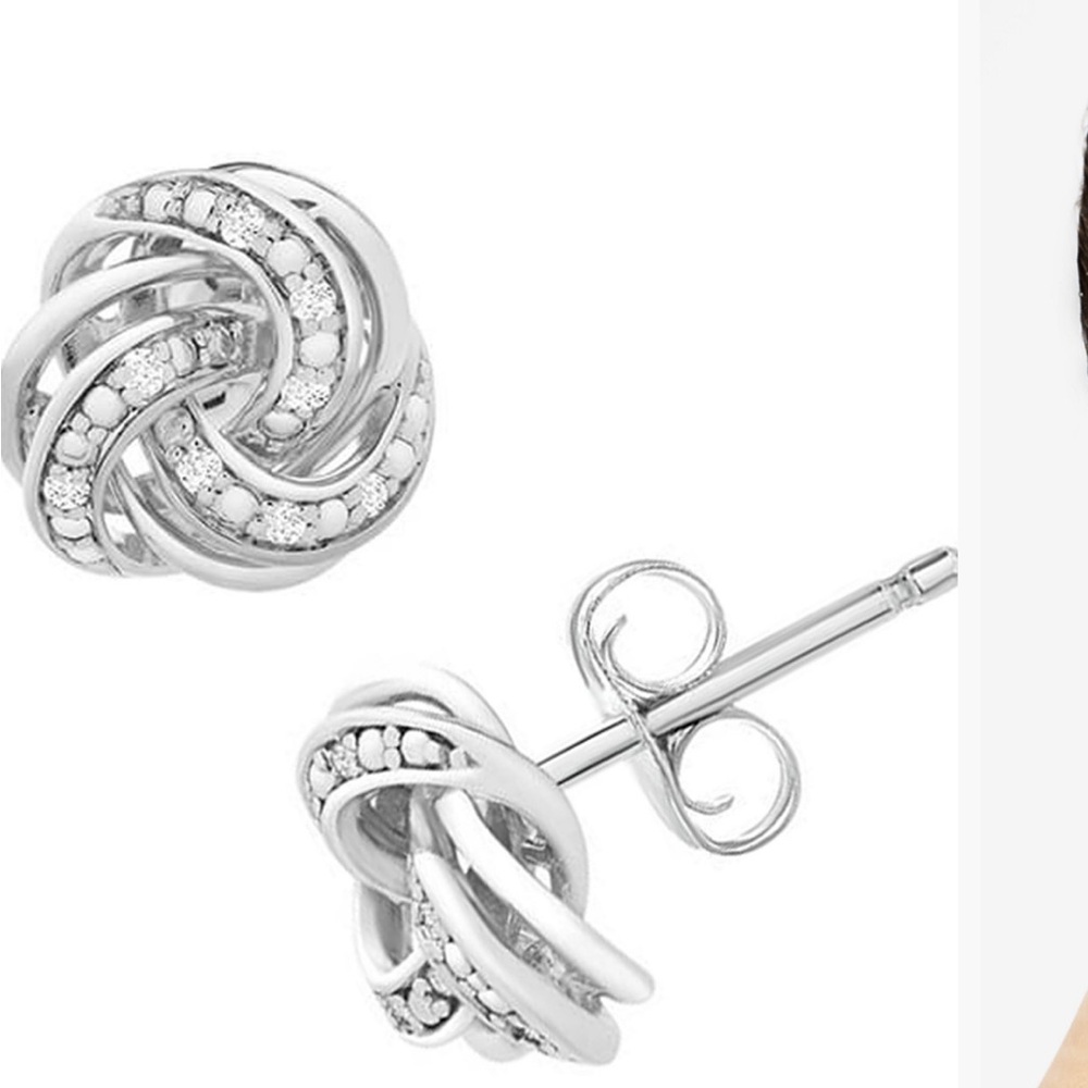 Macy's
Diamond Love Knot Stud Earrings (1/10 ct. t.w.) in Sterling Silver - Picture 2 of 3